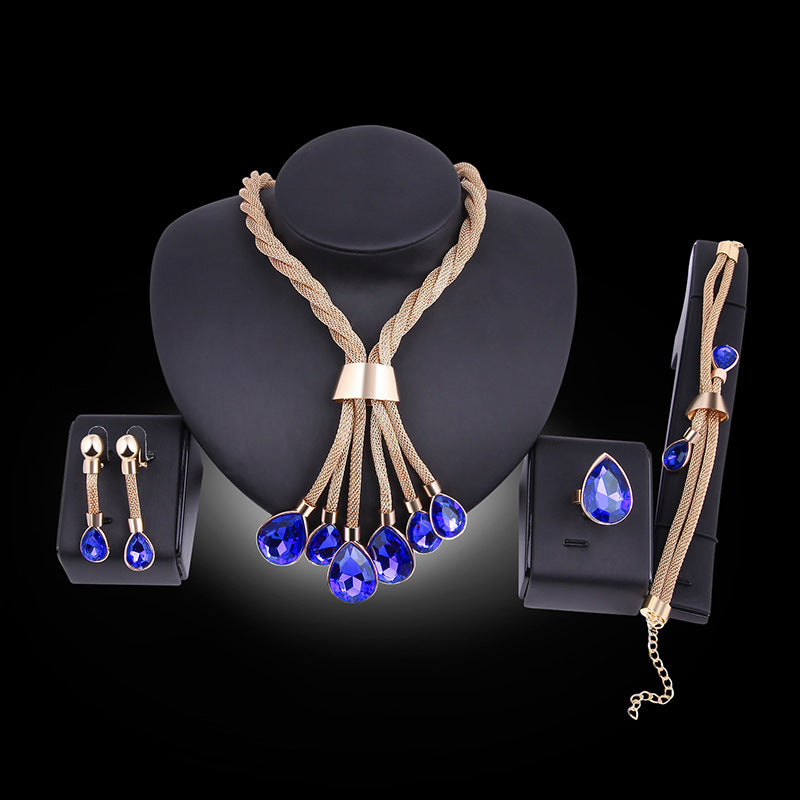 4-Piece Gold-Plated Necklace and Earrings Jewelry Set for Women - Elegant Gift for Birthday, Anniversary, and Special Occasions