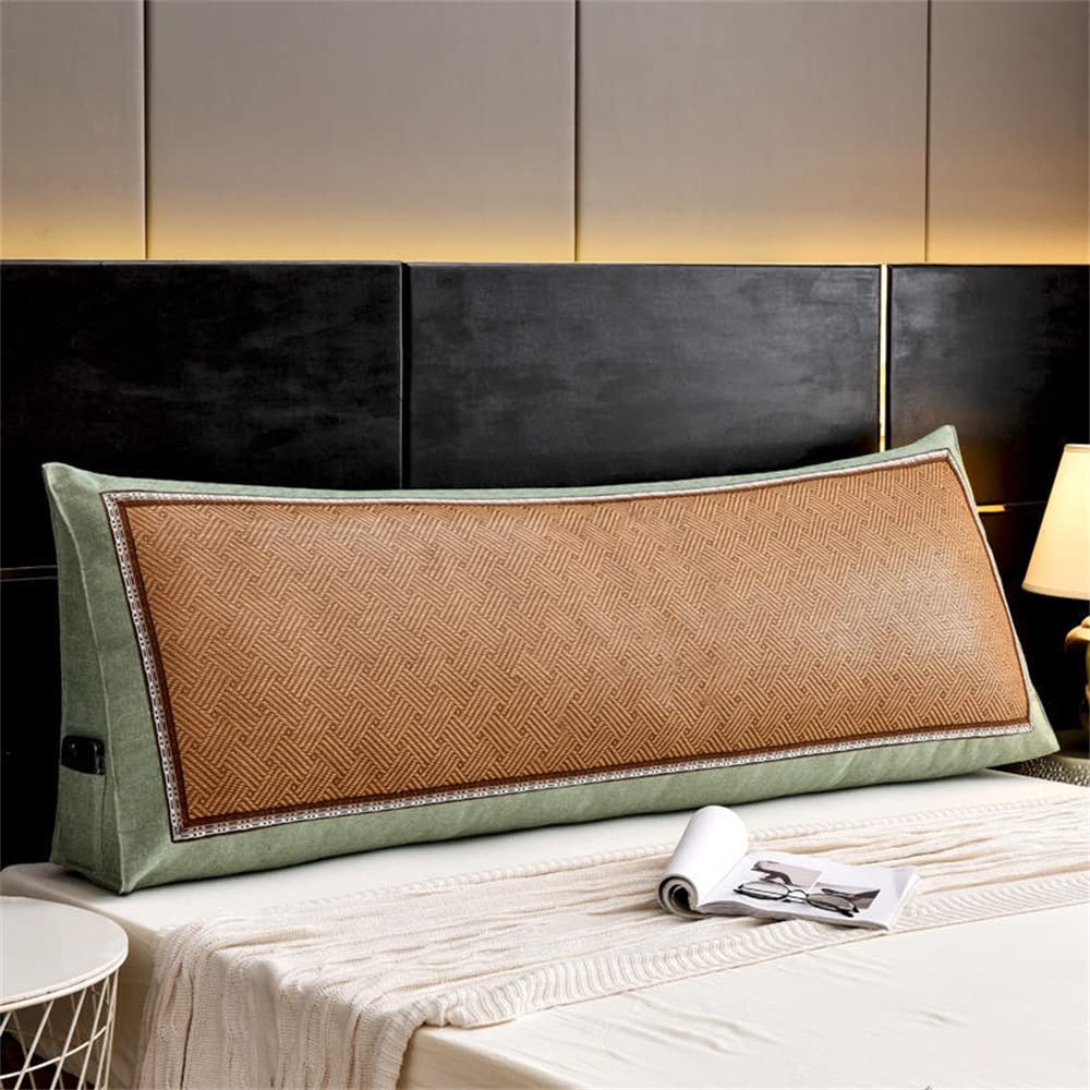 Triangular Headboard Pillow - Soft Large Wedge Cushion for Back Support, Reading & Positioning - 23.6 Inch Green Daybed Pillow with Removable Cover - Perfect for Bed, Sofa, Floor Lounging & Nursery Support
