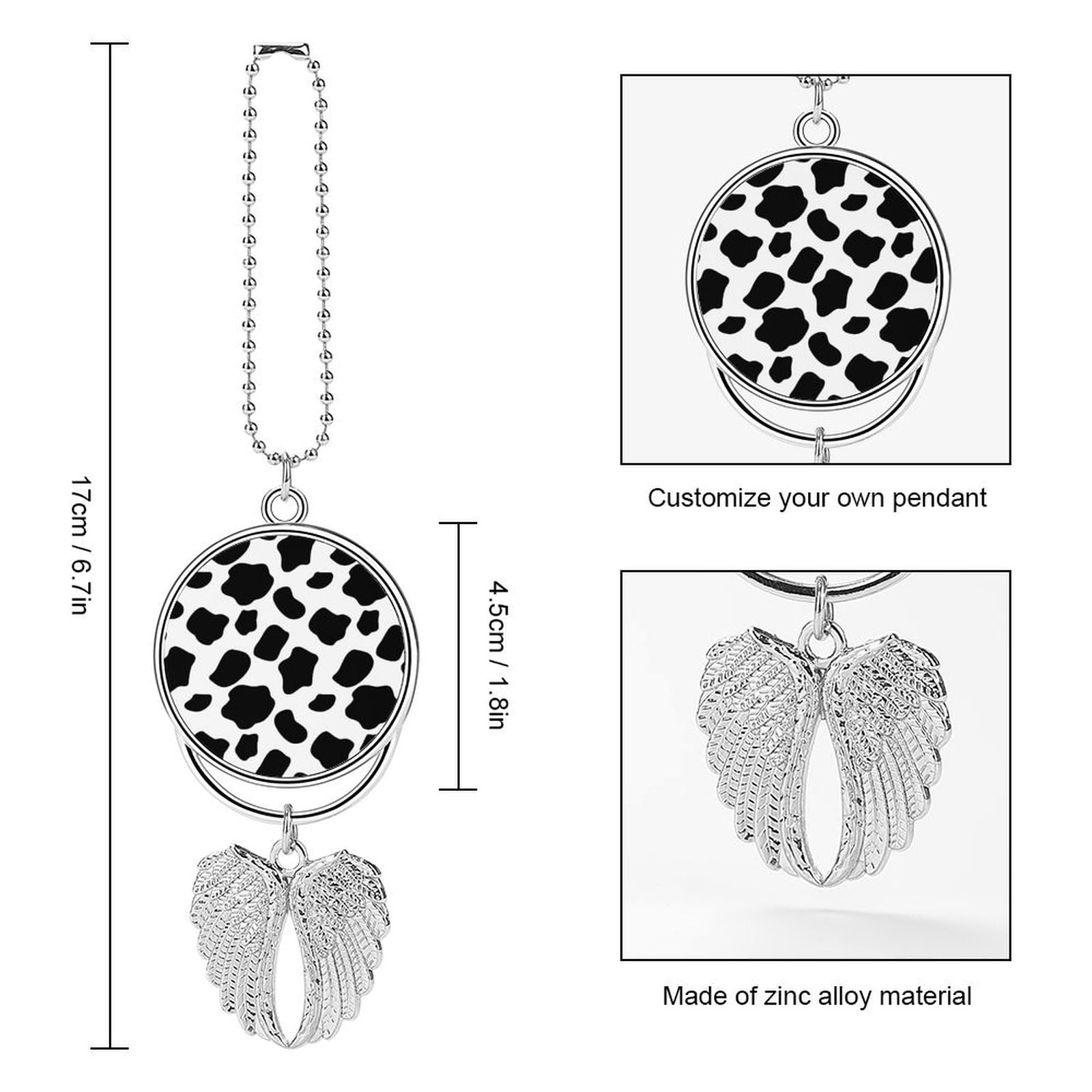 Stylish Black and White Cow Print Car Hanging Ornament - Elegant Rearview Mirror Pendant for Men & Women - Fashionable Automotive Interior Accessories - Perfect for Road Trips, Commutes & Gifts