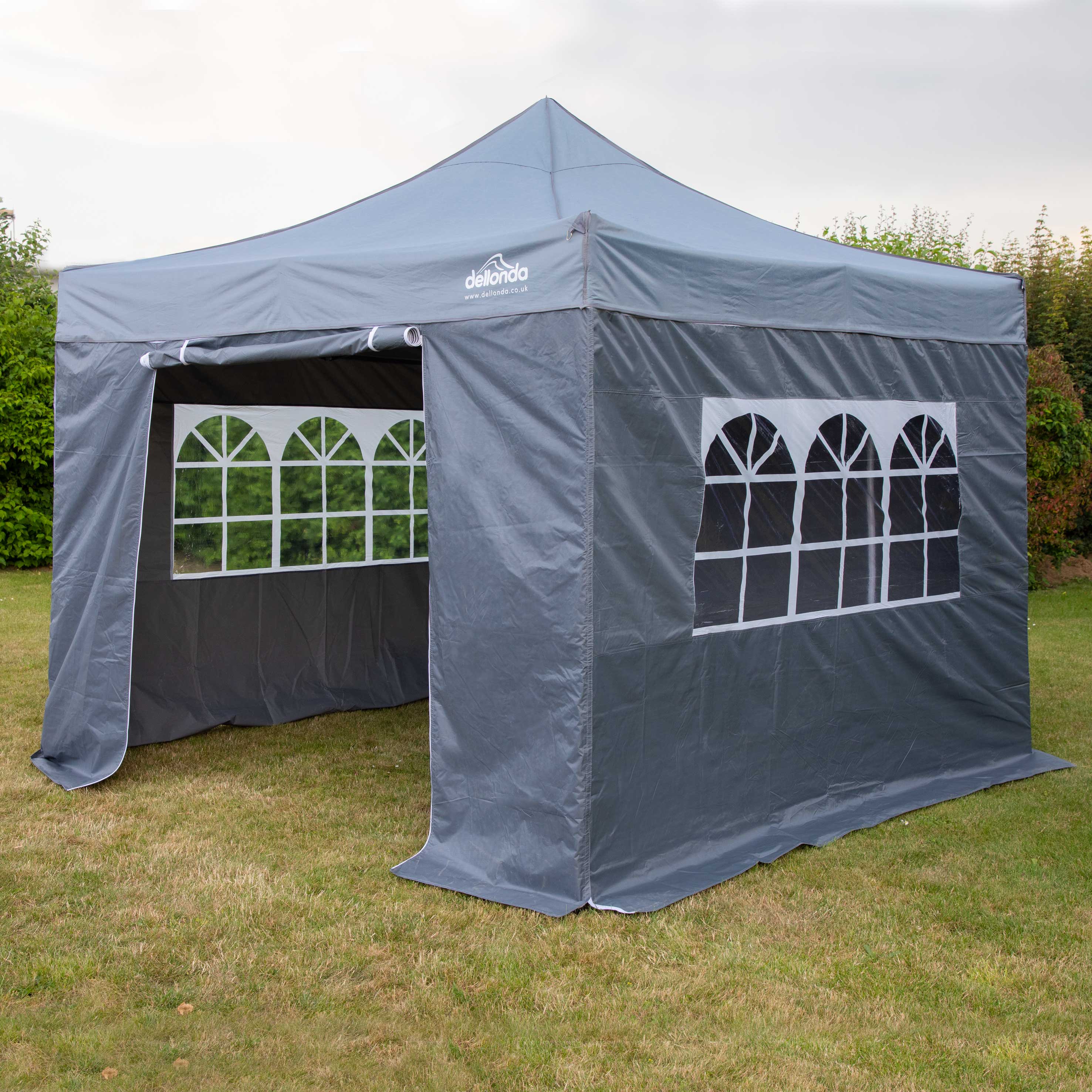 Premium 3x3m Pop Up Gazebo with Side Walls - Water Resistant, Portable Canopy Tent with Carry Bag, Rope, Stakes & Weight Bags - Grey (DG167) - Perfect for Camping, Backyard Parties, and Outdoor Events