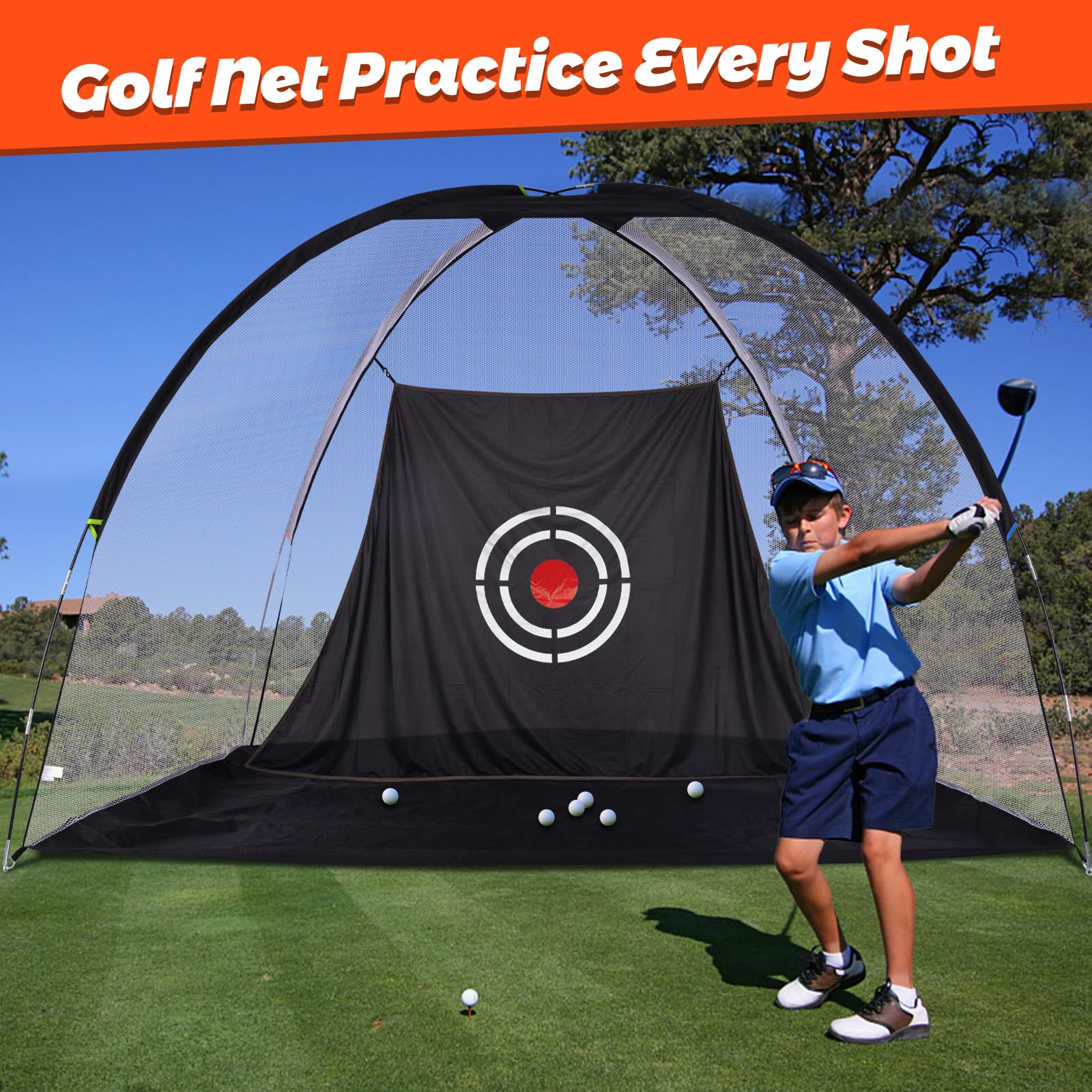 Premium Golf Practice Hitting Net with Target - Durable Backyard & Driving Range Training Net for Swing Practice | Perfect for Home, Outdoor & Indoor Golf Training