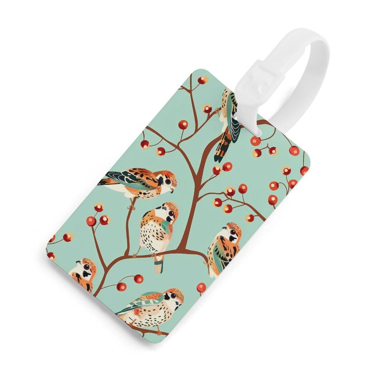 American Kestrel Pattern Luggage Tags - Durable Suitcase ID Labels for Travel Bags (Set of 2) - Waterproof Baggage Tags for Women & Men - Perfect for Airports, Cruises & Business Trips - White Design