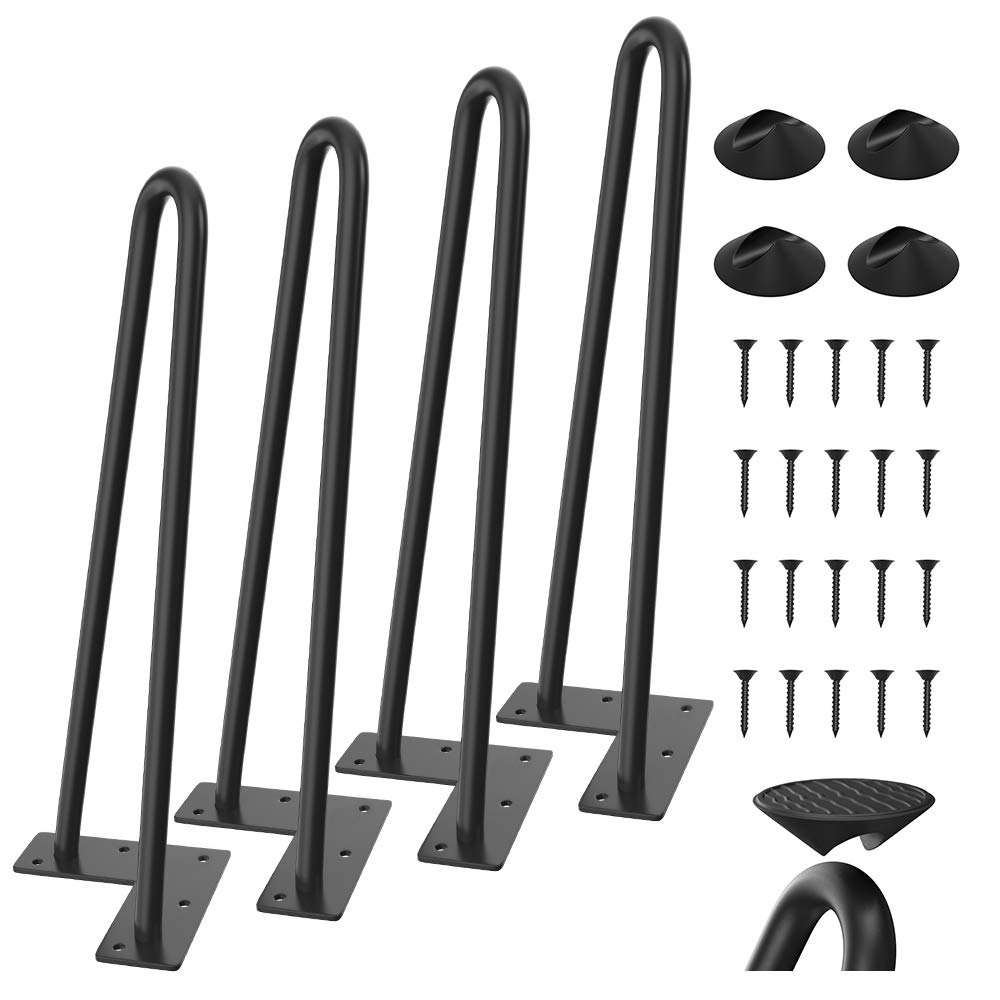 WINSOON 12 Inch Hairpin Table Legs Set of 4 - Metal Furniture Legs for DIY Coffee Tables, End Tables, Desks, Benches & Nightstands | Sturdy Industrial Style Legs for Home Office & Living Room Decor