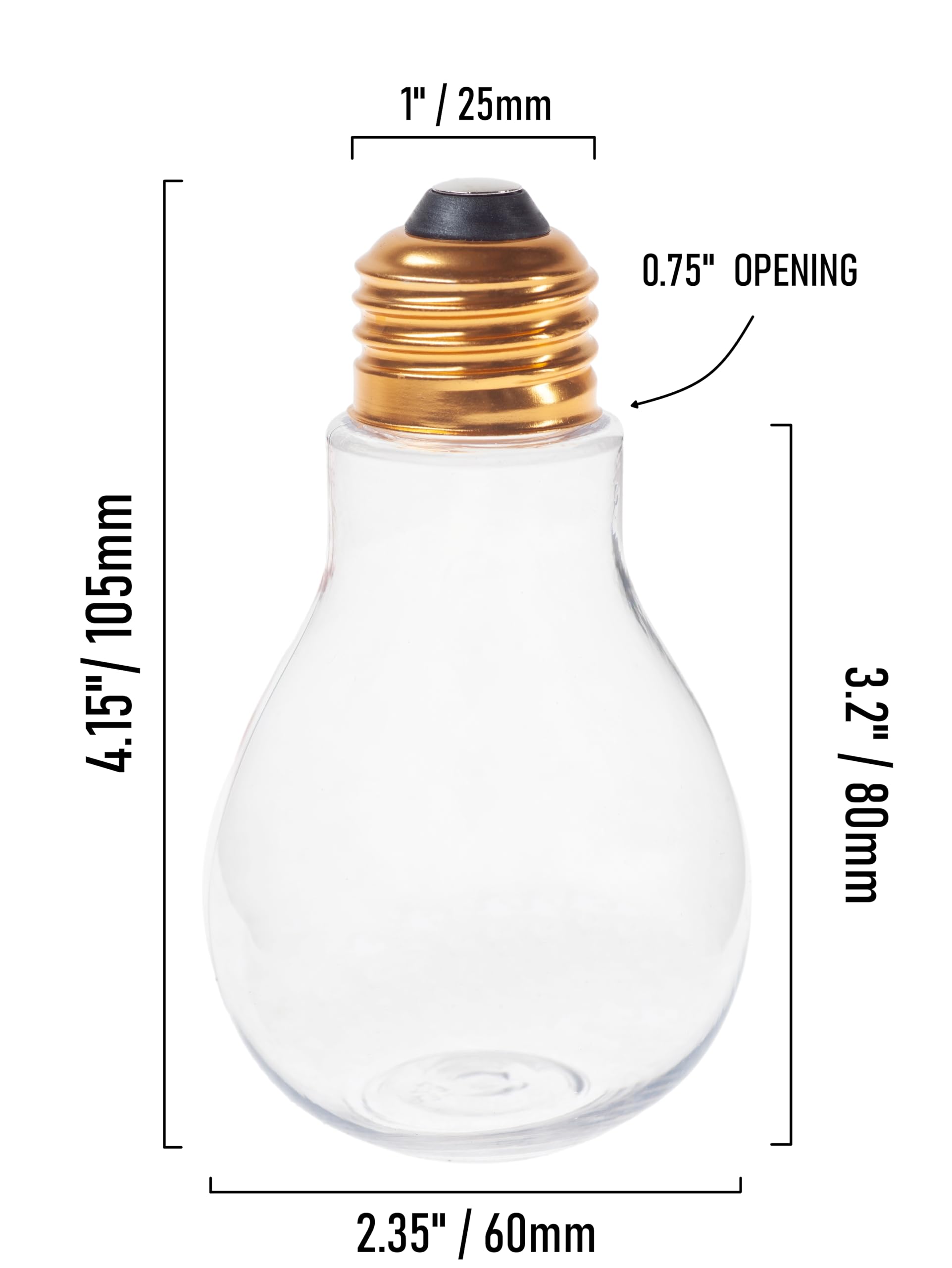 288-Piece Clear Plastic Fillable Light Bulbs for Candy - 4 Inch Tall Bulk Wholesale - Perfect for Weddings, Party Favors, DIY Crafts & Holiday Decorations