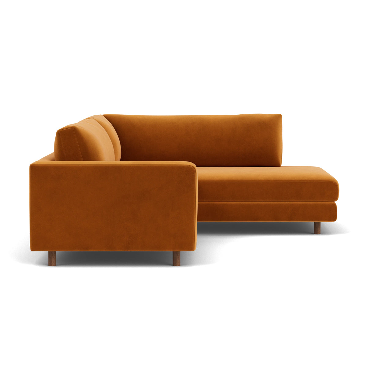 Douglas Velvet Right Corner Sofa - Modern L-Shaped Sectional Couch for Living Room, Lounge & Home Theater - Soft Upholstered Fabric Sofa with Comfortable Seating (Gray)