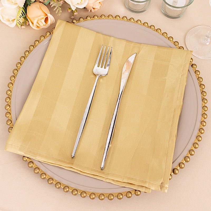 Premium 20x20 Inch Satin Table Napkins - Set of 5 Striped Elegant Dinner Napkins for Formal Dining, Wedding, and Holiday Parties