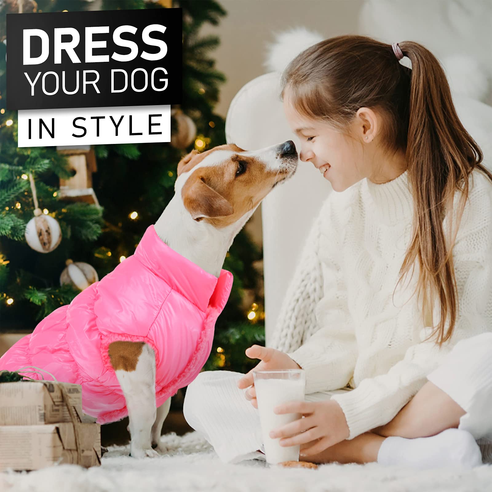 **AOFITEE Waterproof Winter Dog Jacket - Fleece-Lined Puffer Coat for Small & Medium Dogs, Warm Snowsuit Vest for Cold Weather (Pink, 3XL) - Perfect for Outdoor Walks, Snow Play & Winter Adventures**