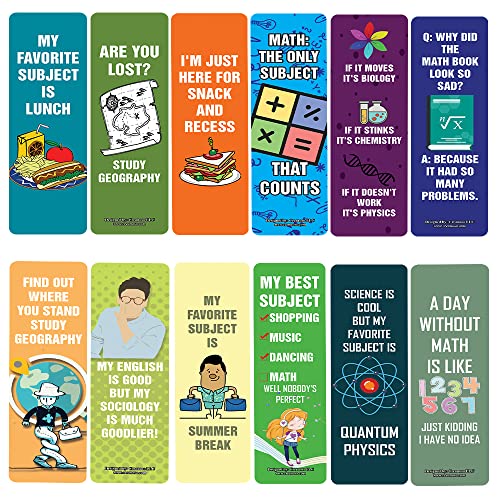 Funny School Subject Bookmarks (2-sets