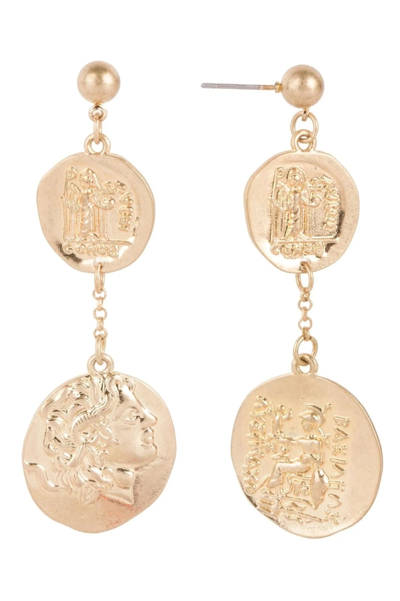 Caesar Drop Earrings for Women - Elegant Gold Dangle Earrings - Perfect for Parties, Weddings & Evening Events