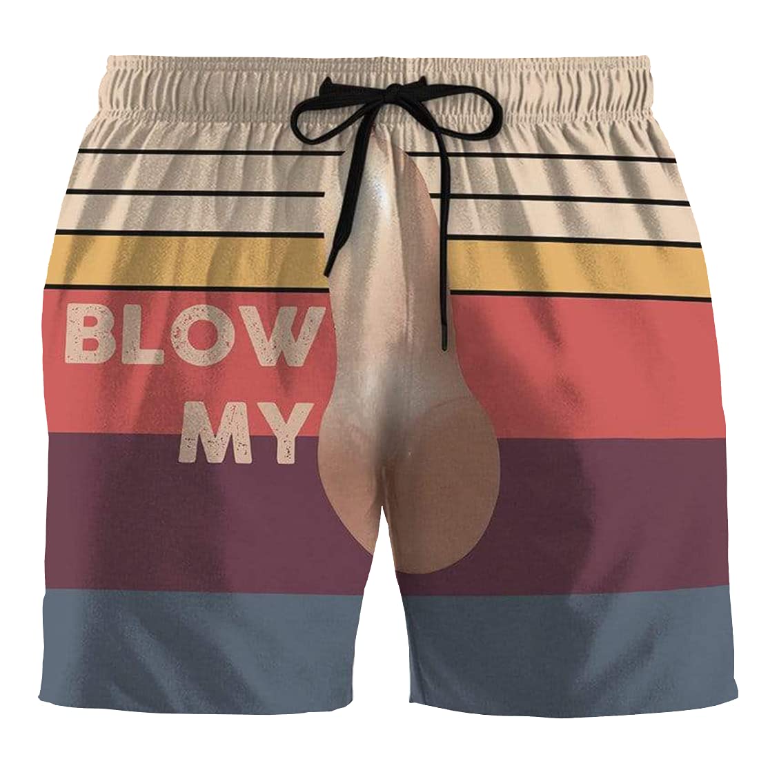 Funny Men's Swim Trunks with Drawstring - Quick Dry Beach Shorts for Swimming, Surfing & Summer Vacation | Trendy Swimwear for Pool Party & Water Sports