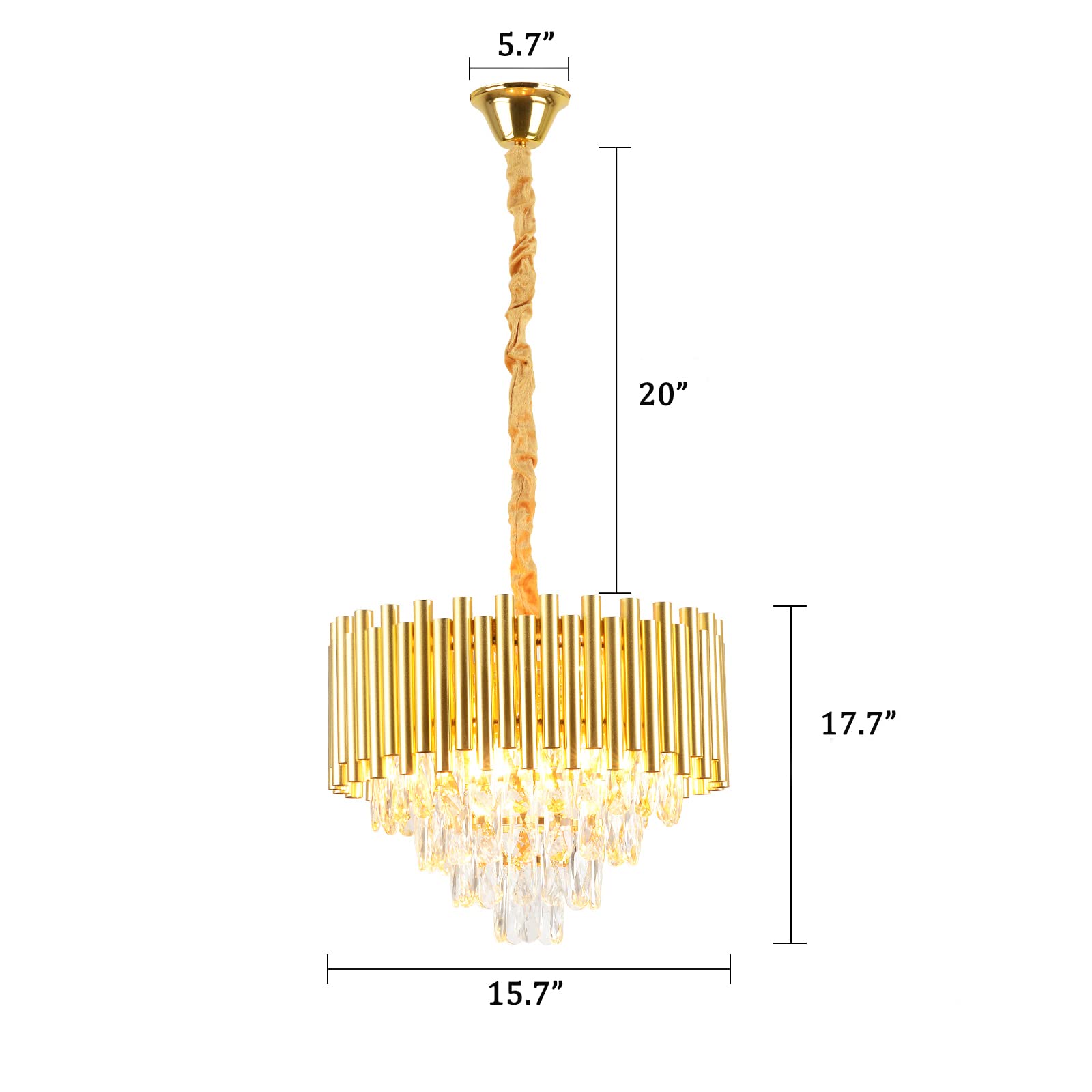 TFCFL Modern Crystal Chandelier Light - 4-Tier Raindrop Crystal Pendant Fixture, Flush Mount Ceiling Lighting for Dining Room, Living Room & Kitchen Island (E12 x 4 Lights) | Elegant Home Decor for Weddings, Restaurants & Luxury Interiors
