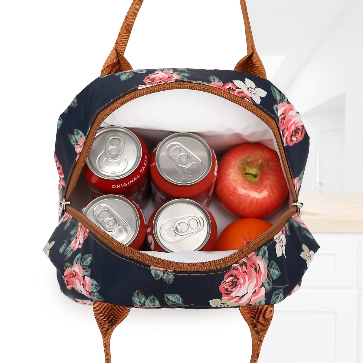 FlowFly Insulated Lunch Bag Tote for Women & Men - Leakproof Cooler Lunch Box Organizer with Handle, Rose - Perfect for Work, School, Picnics & Outdoor Activities