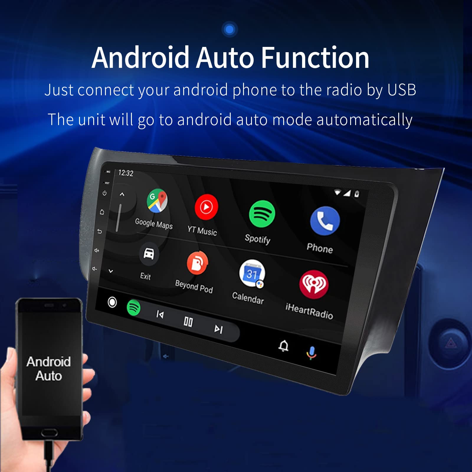 2013-2017 Nissan Sentra Android 10.1 Car Stereo with Apple CarPlay & Android Auto - 2GB RAM 32GB ROM Touchscreen Navigation Bluetooth Multimedia System - Perfect for Commuting & Road Trips