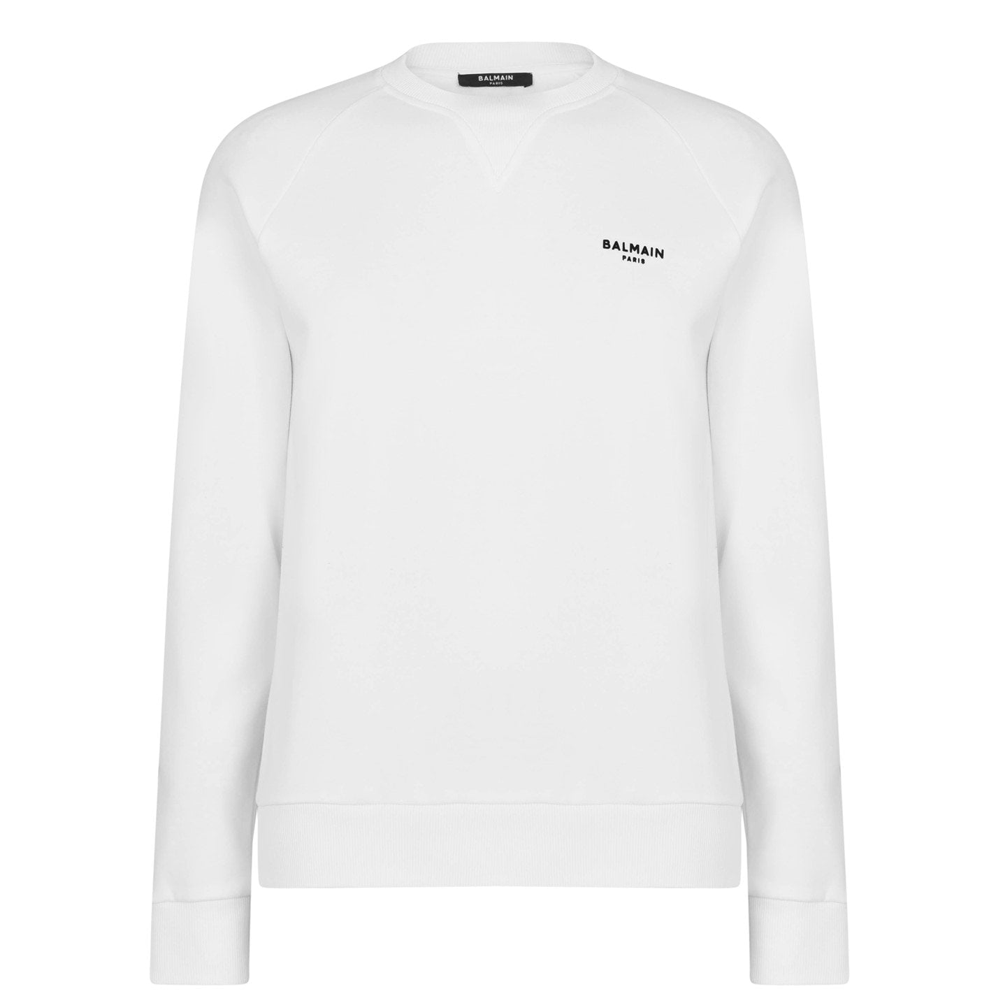 Balmain White Small Logo Sweatshirt for Women | Luxury Cotton Pullover | Casual Streetwear & Lounge Wear | Perfect for Everyday Outfits and Relaxing at Home