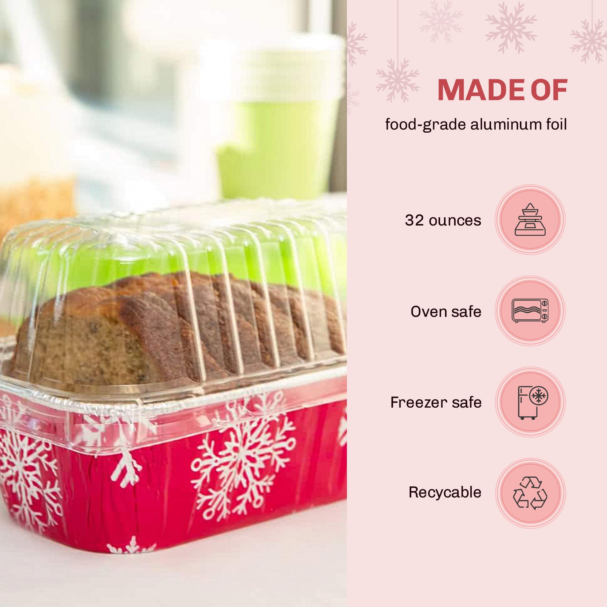Premium 2 lb. Aluminum Foil Loaf Pans with Dome Lids - Heavy Duty Disposable Baking Tins for Holiday Cooking, Bread Making & Meal Prep (Pack of 25) - Ideal for Christmas Baking, Thanksgiving Dinner & Party Food Preparation