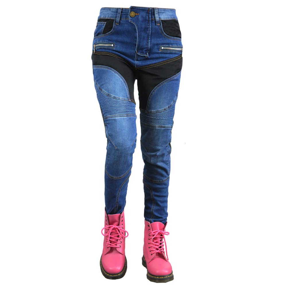 LOMENG Women's CE Certified Motorcycle Riding Jeans with Knee & Hip Armor - Summer Breathable Protective Pants for Bikers & Commuters | Perfect for Street Riding & Daily Urban Use
