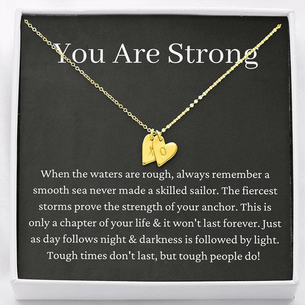 Personalized Initial Heart Necklace - Custom Name Jewelry for Women, Inspirational Get Well Soon Gift, Breakup Divorce Encouragement Present - Perfect for Anxiety Relief, Cheer Up & Special Occasions