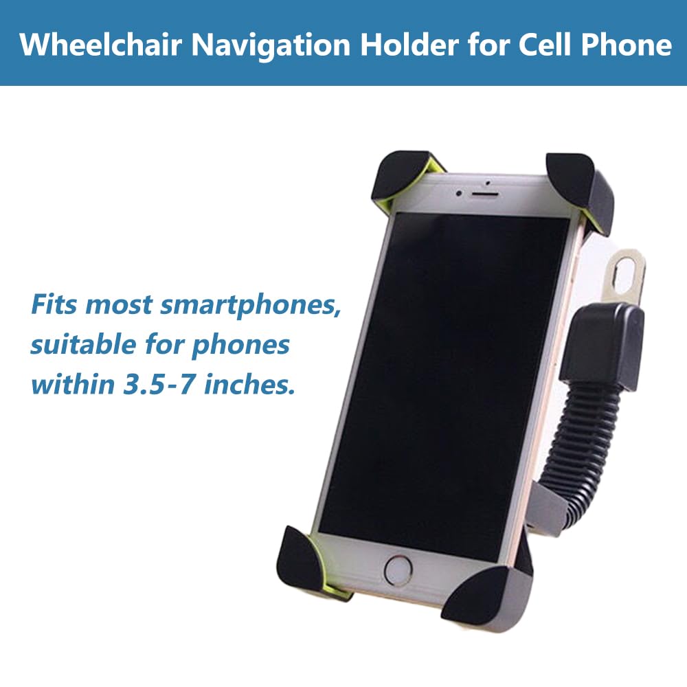 360° Adjustable Wheelchair Phone Holder for 3.5