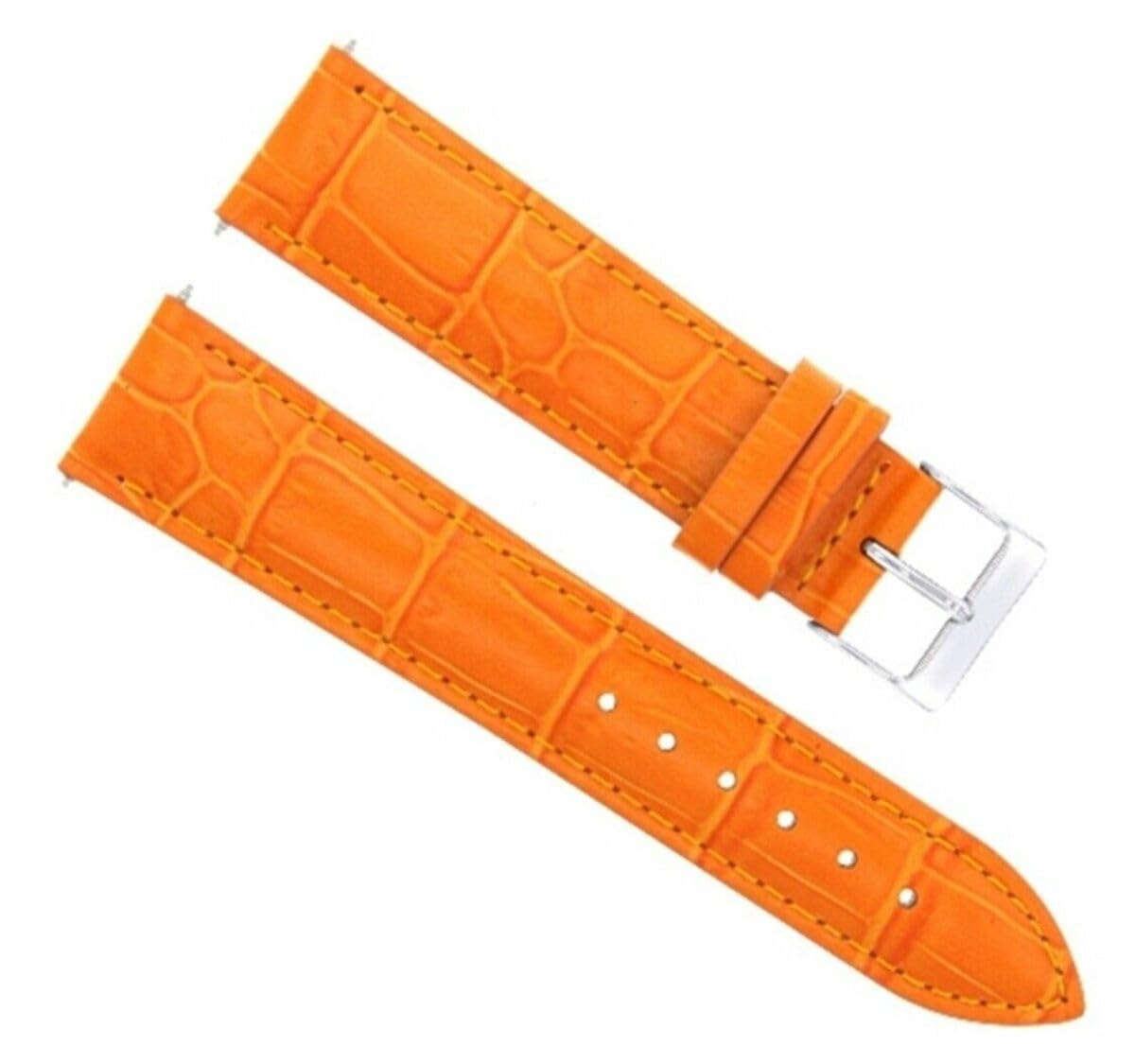 **18mm Italian Genuine Leather Watch Band Strap - Compatible with Rolex Cellini - Orange - Premium Replacement for Luxury Watches | Perfect for Business, Casual & Formal Occasions**