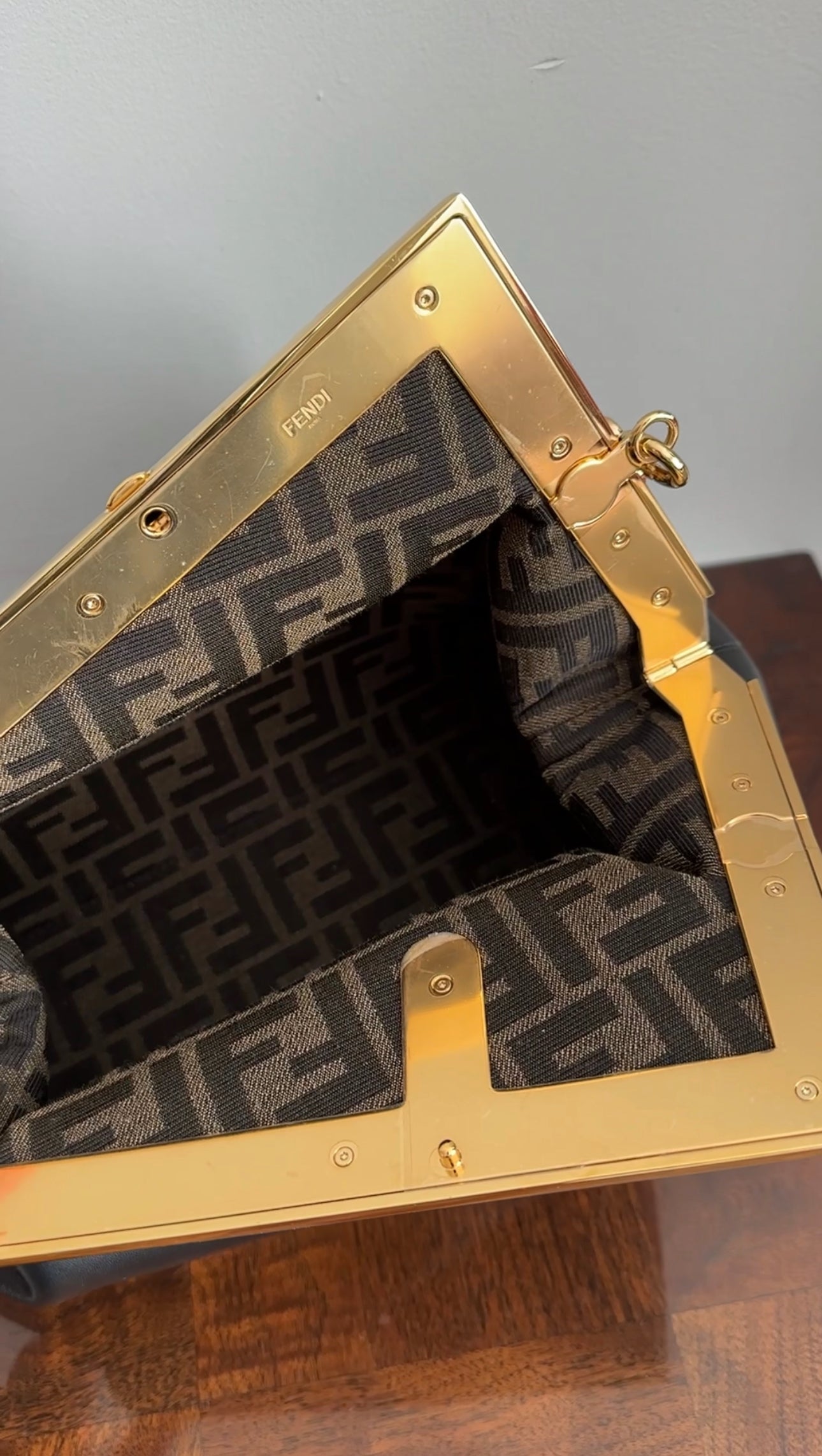 Fendi First Black Leather Medium Shoulder Bag for Women | Luxury Designer Handbag | Perfect for Work, Travel & Evening Events