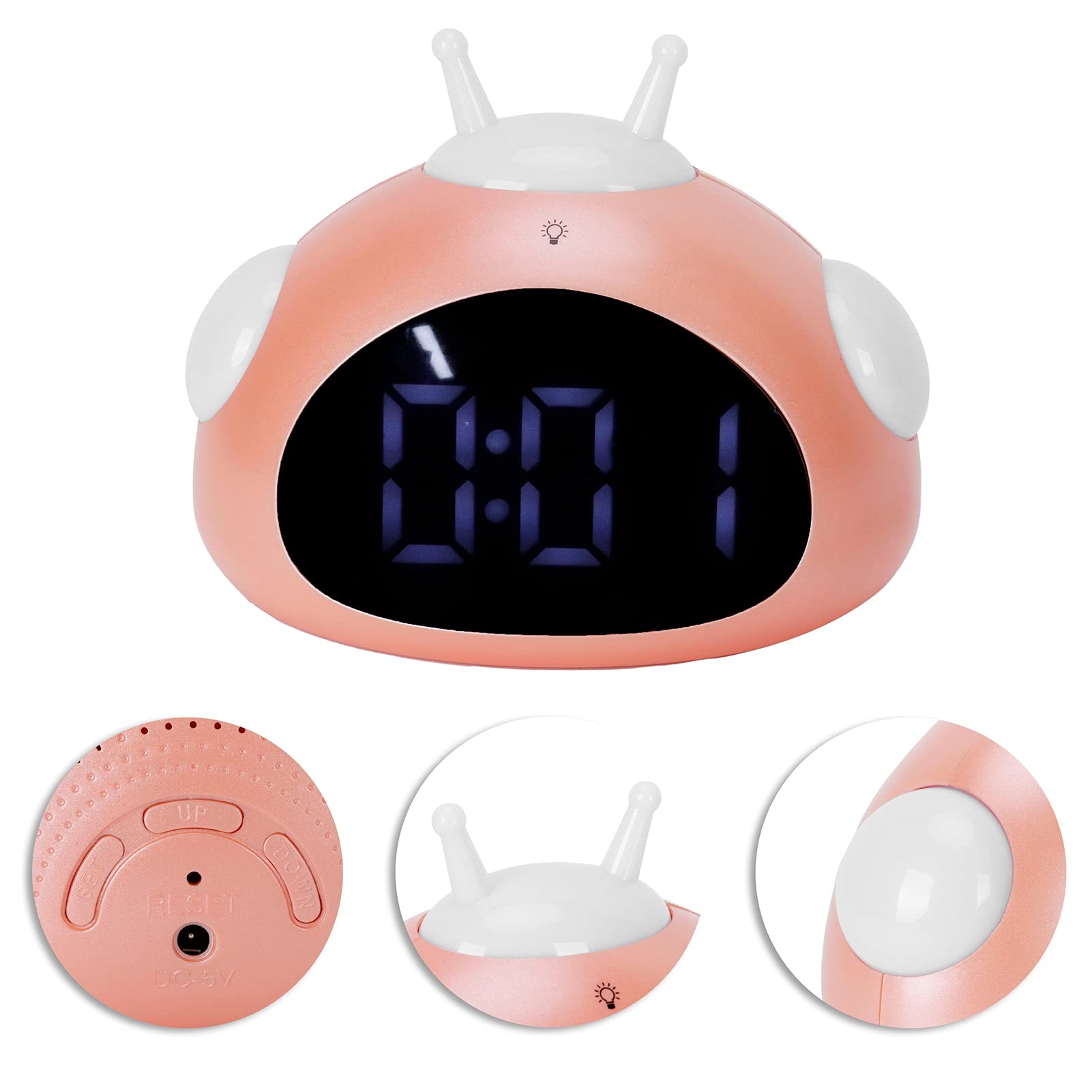 Kids Alarm Clock - Easy to Use Digital Sleep Trainer for Children | Cute Lightweight Bedside Clock with Stable Design | Perfect for Bedrooms, Nightstands & Nursery Rooms