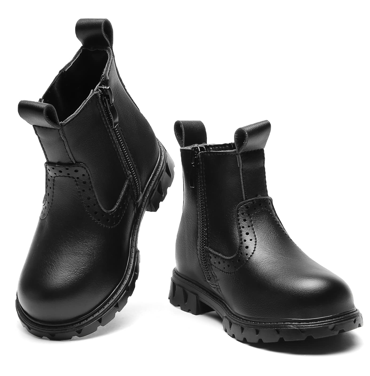 **DADAWEN Kids Waterproof Outdoor Combat Boots with Side Zipper - Comfortable Ankle Boots for Boys & Girls (Toddler/Little Kid/Big Kid) - Perfect for Hiking, School & Play**