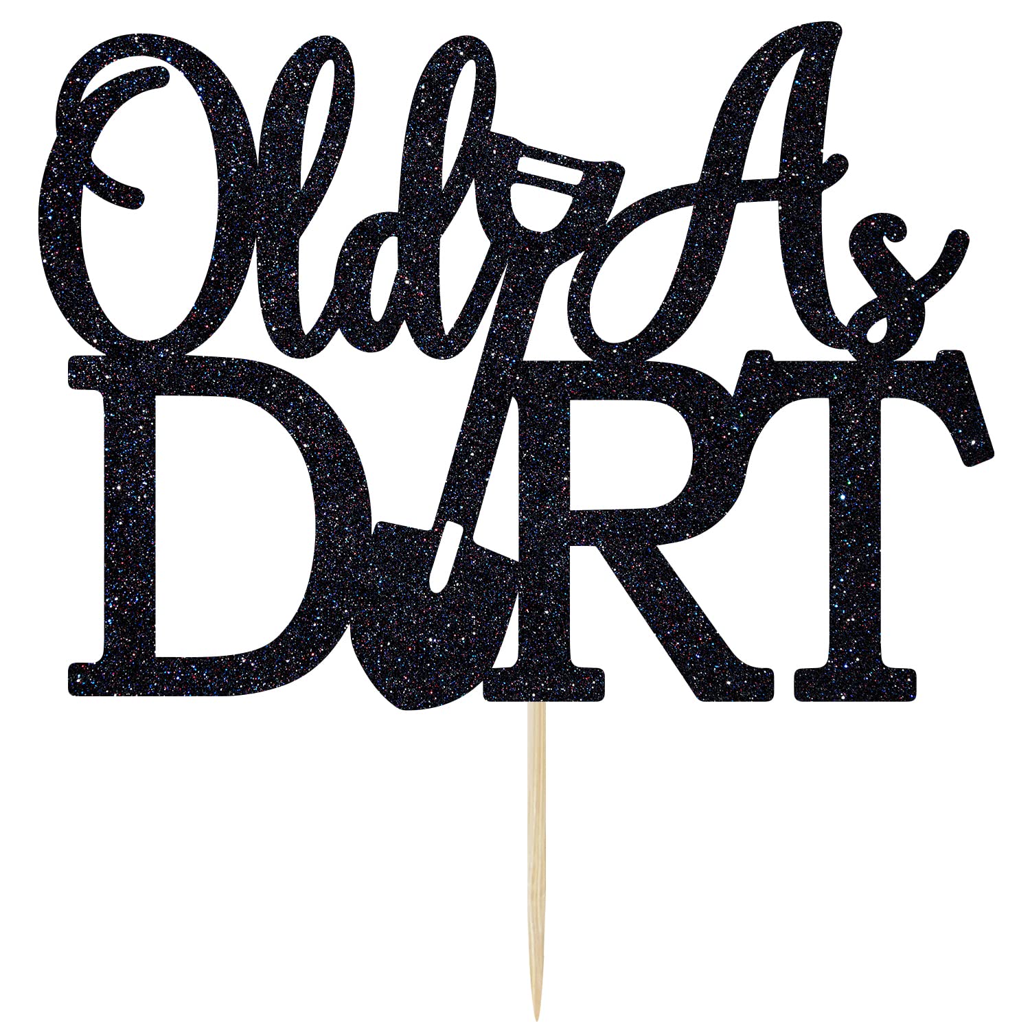 Funny 40th 50th 60th 70th Birthday Cake Topper - 'Holy Shit You're Old' & 'Your Ass is Old' Novelty Decor for Men & Women - Black Glitter Party Supplies - Perfect for Milestone Birthday Celebrations & Retirement Parties