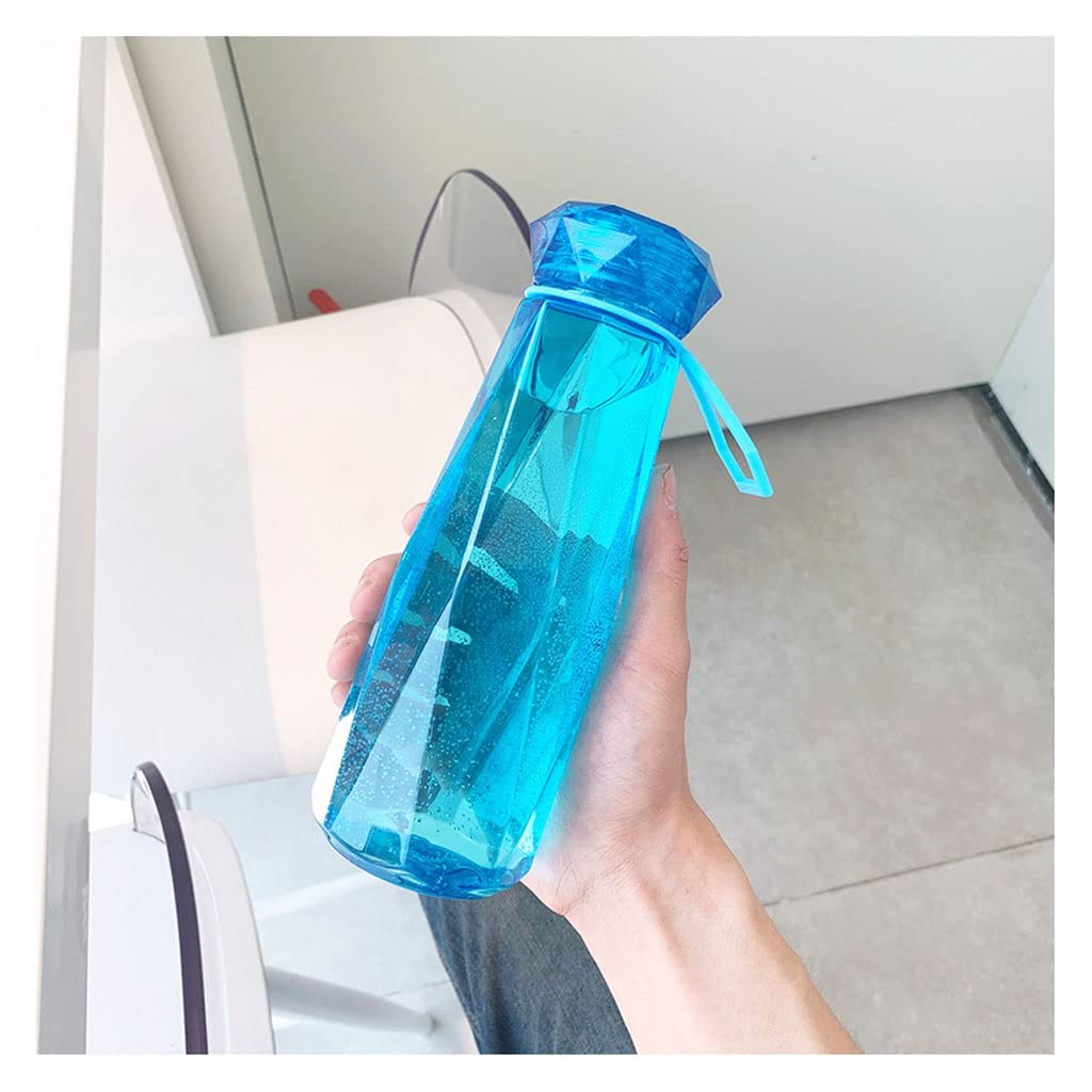 620ml Diamond Fitness Water Bottle - BPA Free, Heat Resistant, Transparent Plastic Sports Jug for Gym, Outdoor, Travel & School | Portable Drinking Cup for Athletes, Students & Camping (Color: C-Blue)