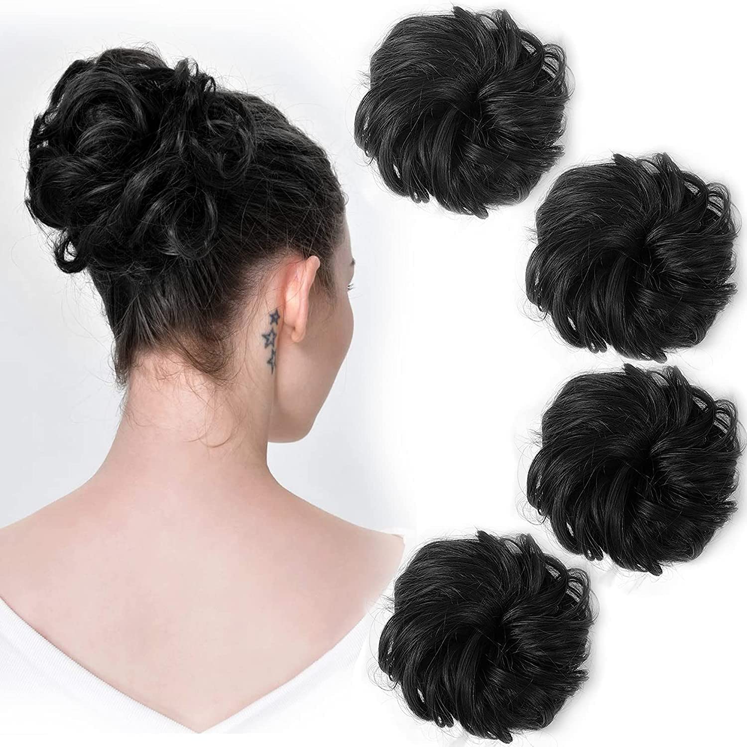 Diversa Juda Hair Clip - Artificial Hair Extension Bun Claw Clips with Clutcher for Women & Girls - Black (Pack of 1) - Perfect for Updos, Ponytails & Hair Styling
