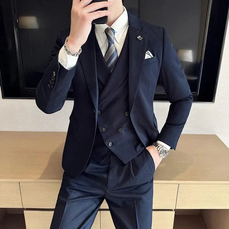 Premium Pietro Men's Formal Business Suit - Slim Fit 3-Piece Wedding & Office Suit for Professional Occasions