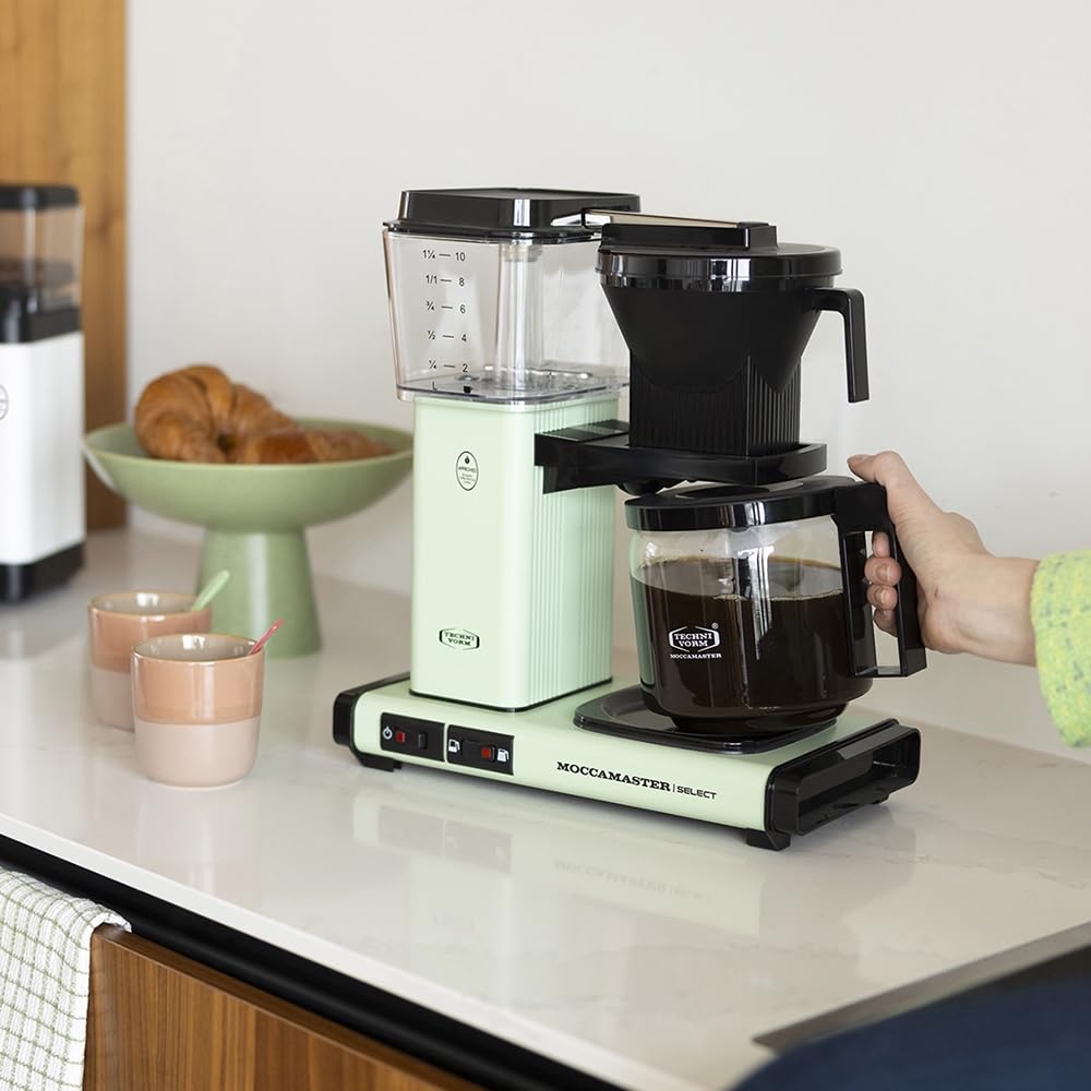 Moccamaster KBG Select Coffee Maker - 1.23L Green Drip Coffee Machine with Permanent Filter for Home & Office Use | Fast Brewing & Energy Efficient