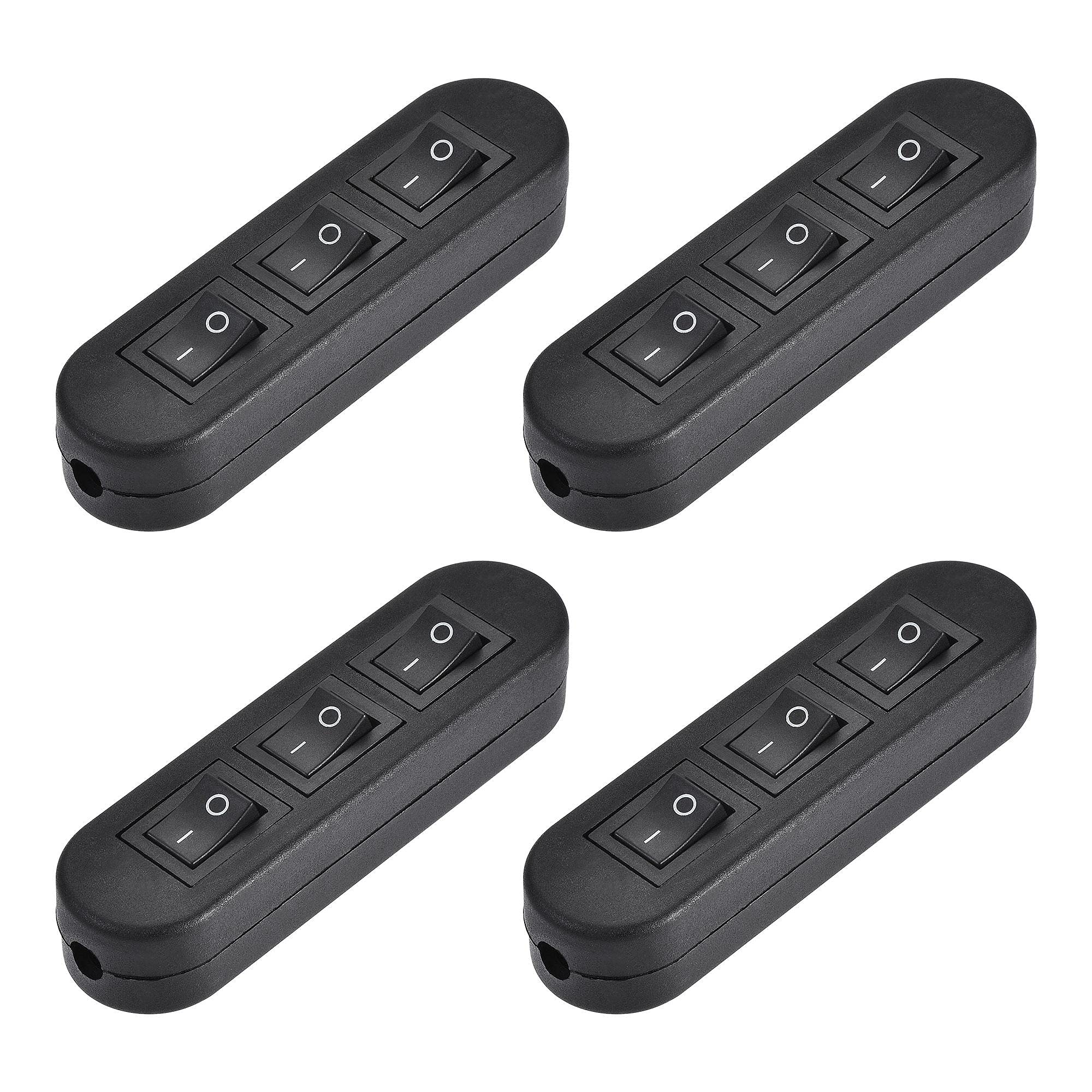 uxcell SPST 3 Rocker On-Off Switch for Table Lamps & Desk Lights - Black (4 Pack) - Perfect for Bedroom, Office, and Home Lighting Control