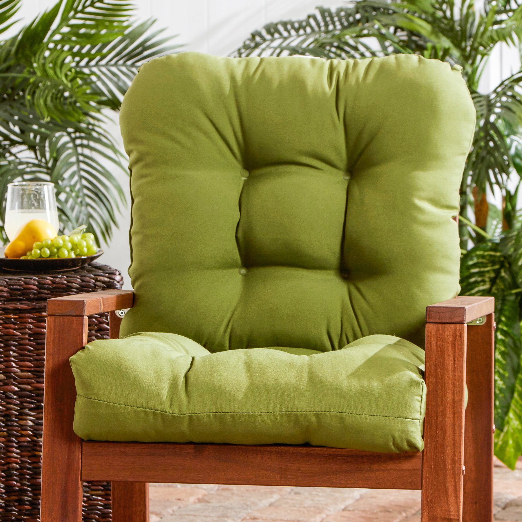 Greendale Home Fashions 38 x 21 Inch Outdoor Chair Cushion - Waterproof Patio Seat & Back Cushion for Garden, Poolside, Deck - 1 Pack, Juniper Green