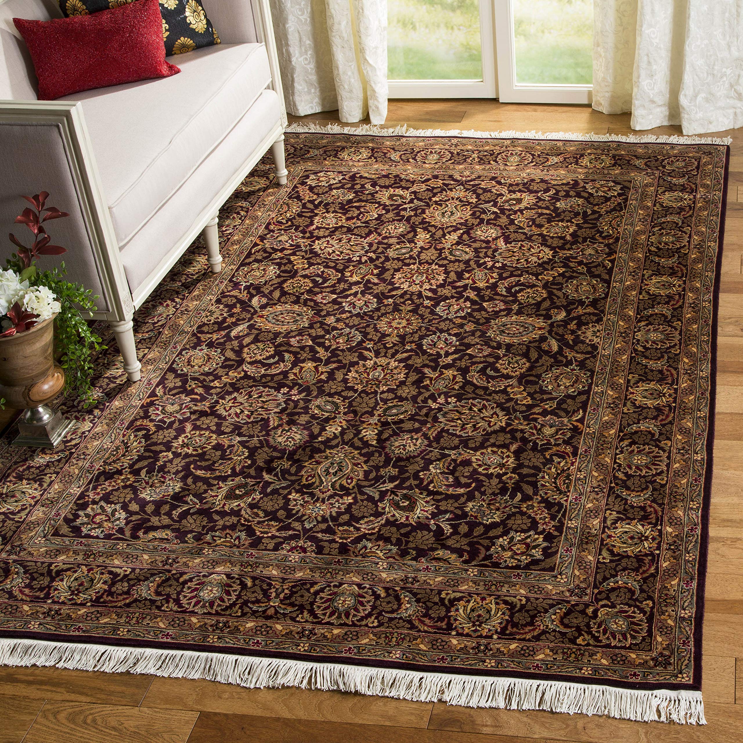 SAFAVIEH Royal Kerman Collection 5' x 7' Handmade Wool Area Rug - Dark Lavender Traditional Persian Design for Living Room, Bedroom & High Traffic Areas | Durable Floor Covering for Home Decor (RK24G)