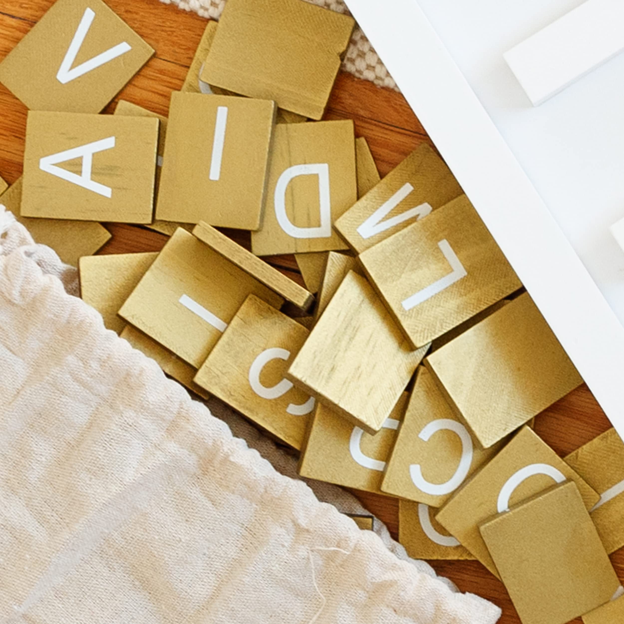 Premium Wooden Letter Tiles Set - 92pcs Alphabet Letters for Scrabble, Word Games & DIY Crafts (Baby Pink) | Perfect for Family Game Nights, Classroom Learning & Home Decor