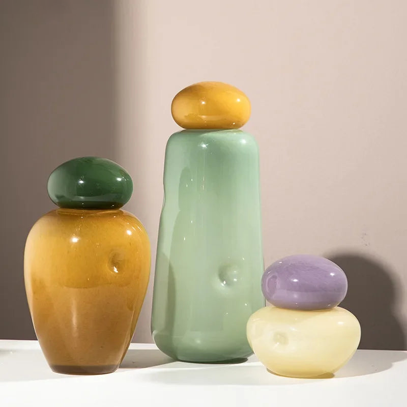 Pebble Glow Glass Vase - Elegant Decorative Vase for Home, Wedding, and Party Decor - Perfect for Centerpieces, Floral Arrangements, and Gift Giving