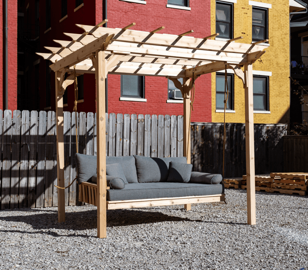 Keystone Amish Co. 6 Foot Franklin Red Cedar Swing Bed - Natural Cedar Stain Outdoor Porch Swing for Garden, Patio, and Backyard Relaxation