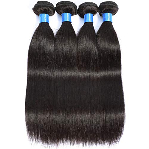 Peruvian Virgin Human Hair Weave Extensions - 100% Natural Straight Hair Bundles (4 Packs, 14 16 18 20 Inch) | Factory Direct Price | Perfect for Daily Styling, Salon Looks & Special Occasions