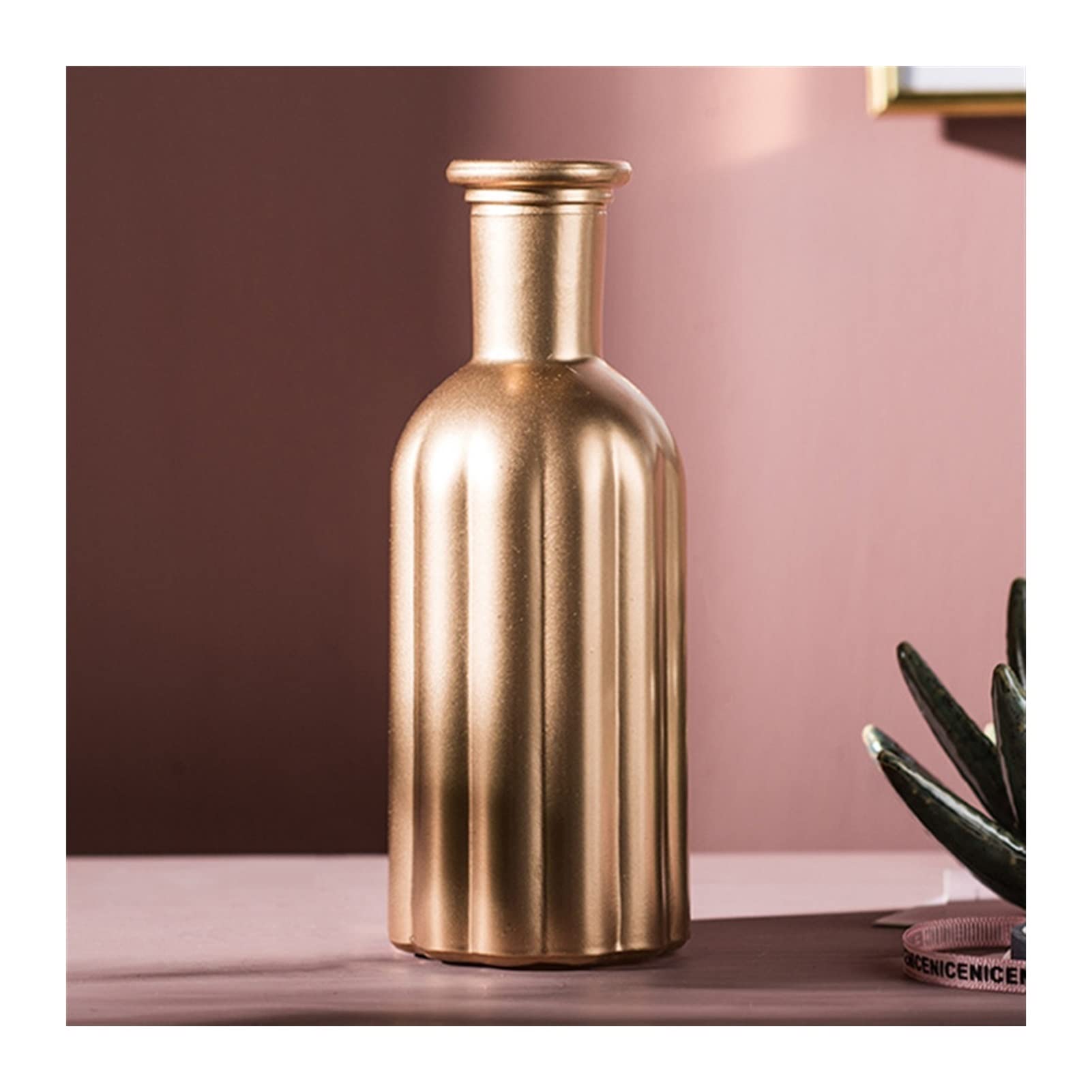 Golden Glass Flower Vases - Modern Home & Office Decor with Various Shapes | Simple Innovative Arrangement for Centerpieces, Wedding Decor & Living Room Accents (Color: D)