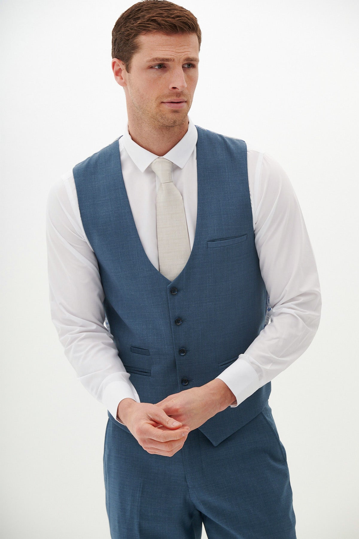 FINLEY Teal Blue Single Breasted Waistcoat Vest for Men - Formal Wedding, Office & Business Attire