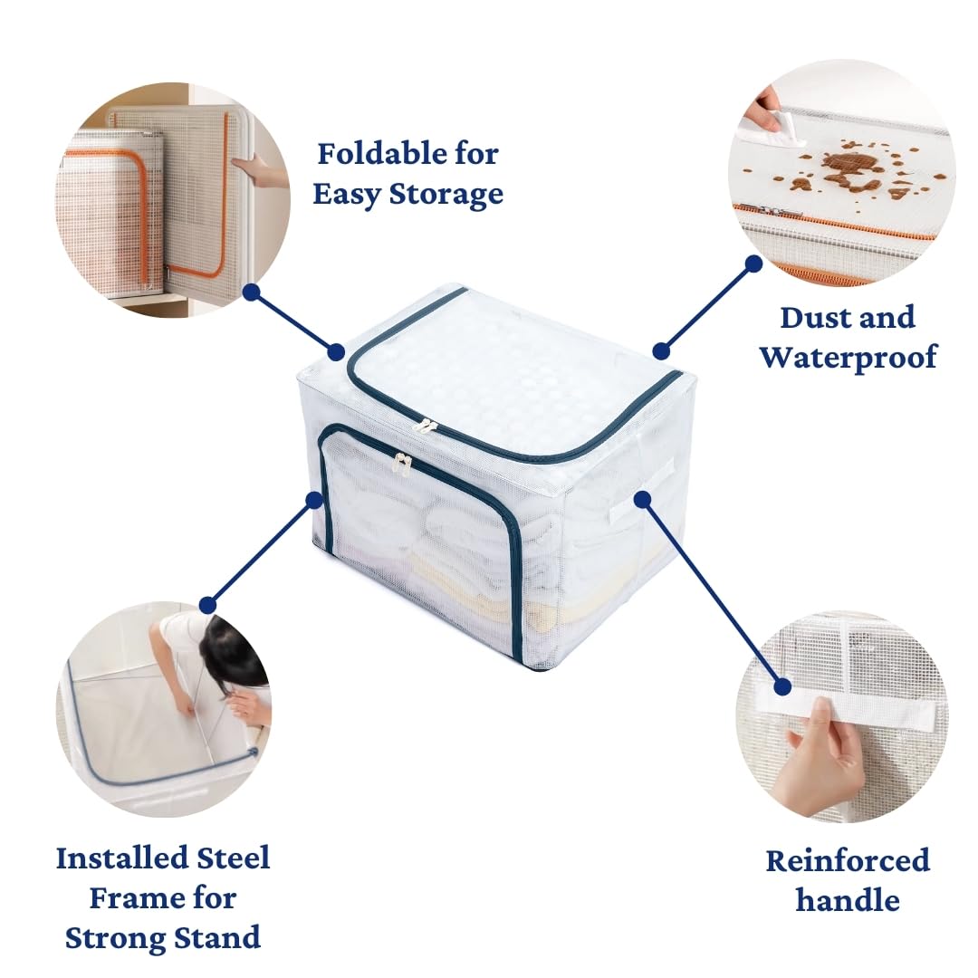 3Pcs Foldable Transparent Storage Bags for Wardrobe, Blankets, Quilts & Bedding - Multi-Access Closet Organizer for Diapers, Clothes, Toys & Blocks | Portable Space-Saving Solution for Home, Travel & Nursery Organization