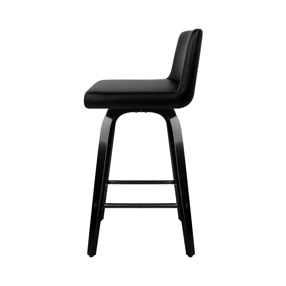 Premium 2-Piece Leather Swivel Bar Stools Set - Adjustable Height Wooden Kitchen Counter Stools for Dining Room, Bar, or Breakfast Nook