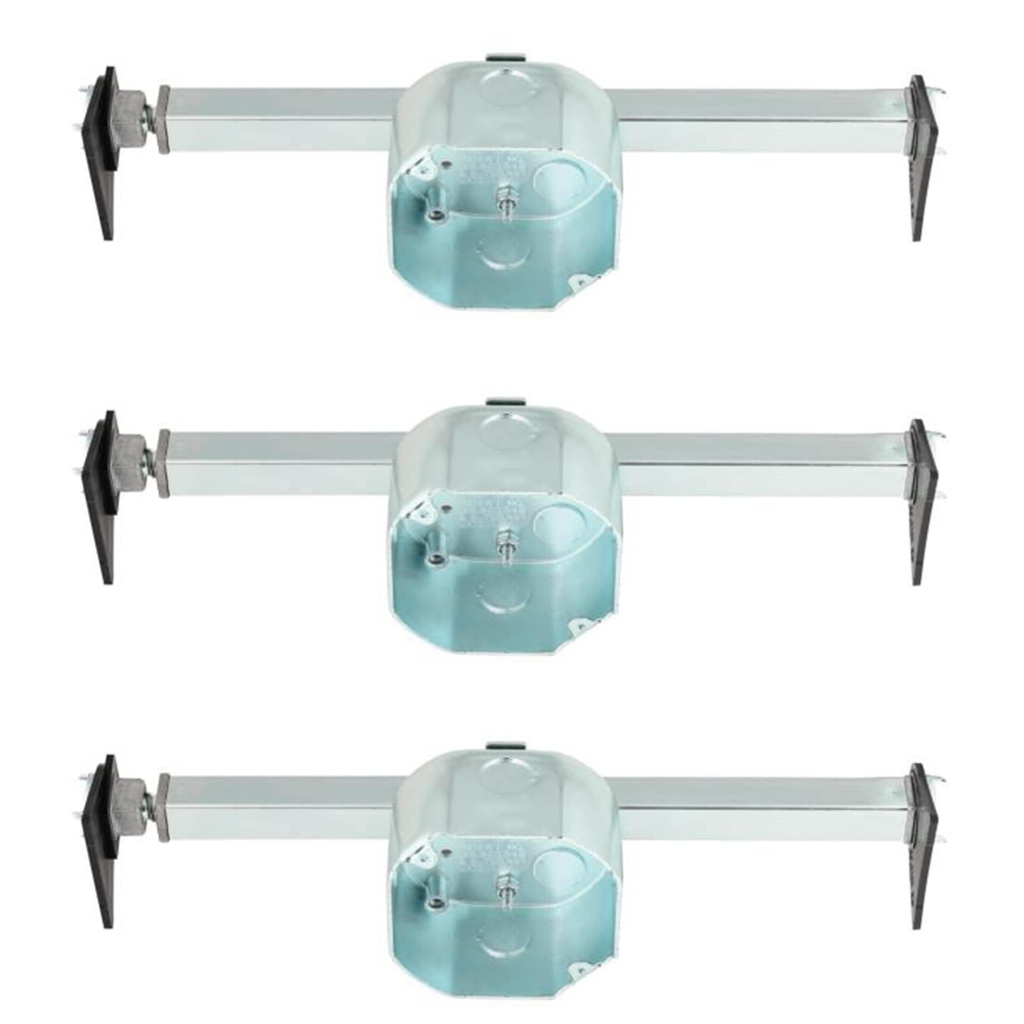 Ciata Ceiling Fan Mounting Bracket - Saf-T-Brace with Locking Teeth (3 Teeth) for High Wire Capacity - 2-1/8 Inch Twist & Lock Ceiling Fan Box Mount - Electrical Light Box - 3 Pack - Perfect for Home, Office & Commercial Ceiling Fan Installations