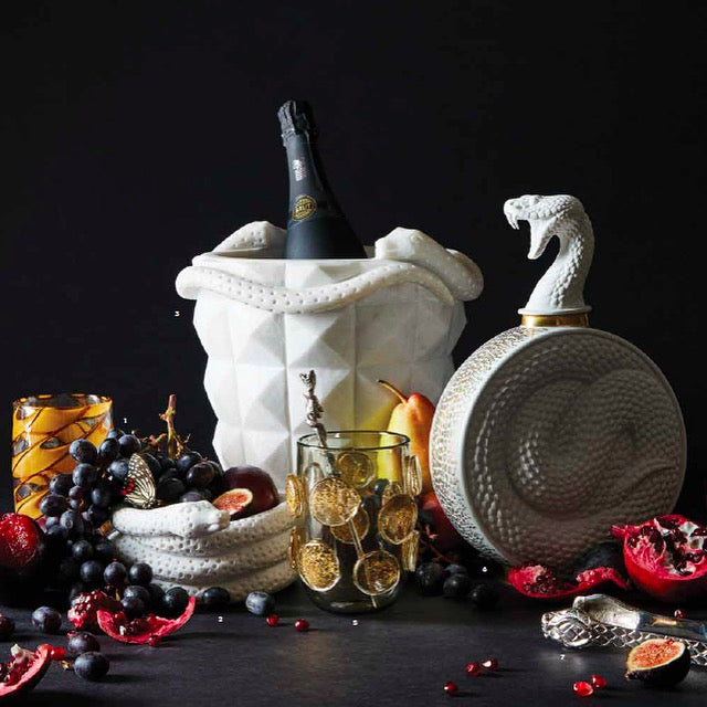 Premium Serpent White Marble Wine Coaster Set of 4 - Elegant Stone Drink Coasters for Wine Glasses, Cocktails & Beverages - Perfect for Home Bar, Dinner Parties & Gifts