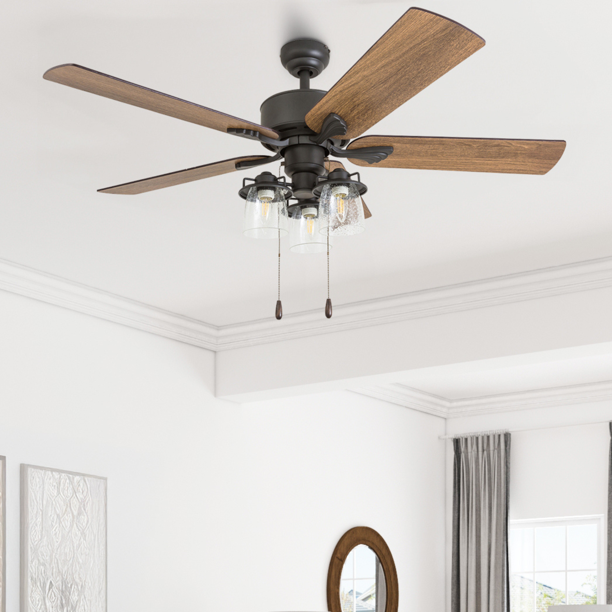 52 Inch Bronze River Run Ceiling Fan with Remote Control - Perfect for Living Rooms, Bedrooms, and Outdoor Spaces