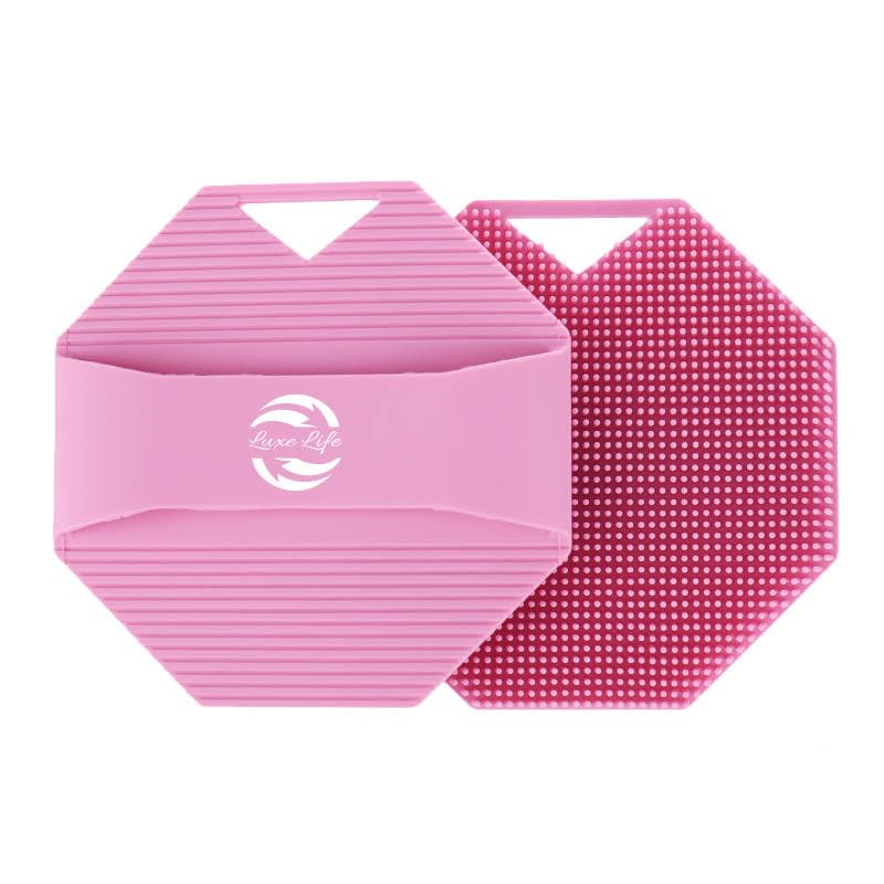 Exfoliating Silicone Body Scrubber for Men & Women - Reusable Face & Body Scrub with Handle for Easy Hanging Storage - Gentle Exfoliation for Daily Shower & Spa Use (Grey, Pink, Tan)