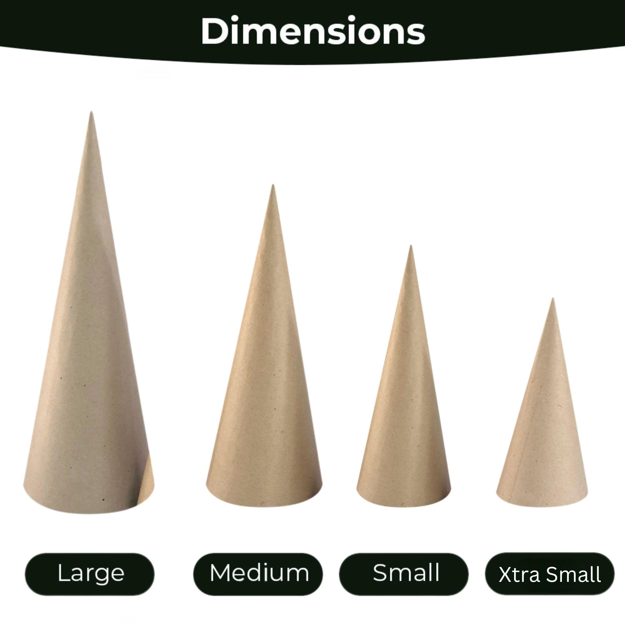 16-Piece Paper Mache Craft Cones Set - Open Bottom Cardboard Cones for DIY Gnomes, Ornaments & Tree Decorations (4 Sizes: 13.75x5