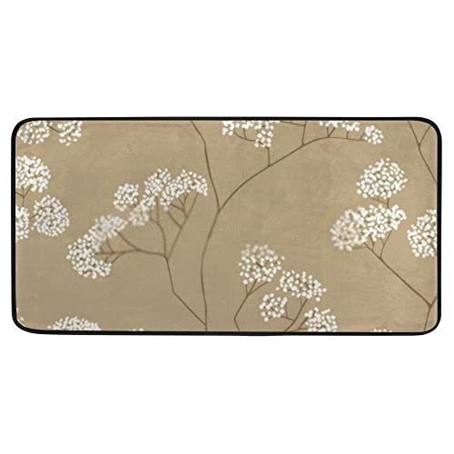 Small White Flowers Beige Color