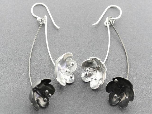 Blossom Drop Earrings - Sterling Silver & Oxidized Finish - Elegant Dangle Earrings for Women, Perfect for Weddings, Parties & Everyday Wear