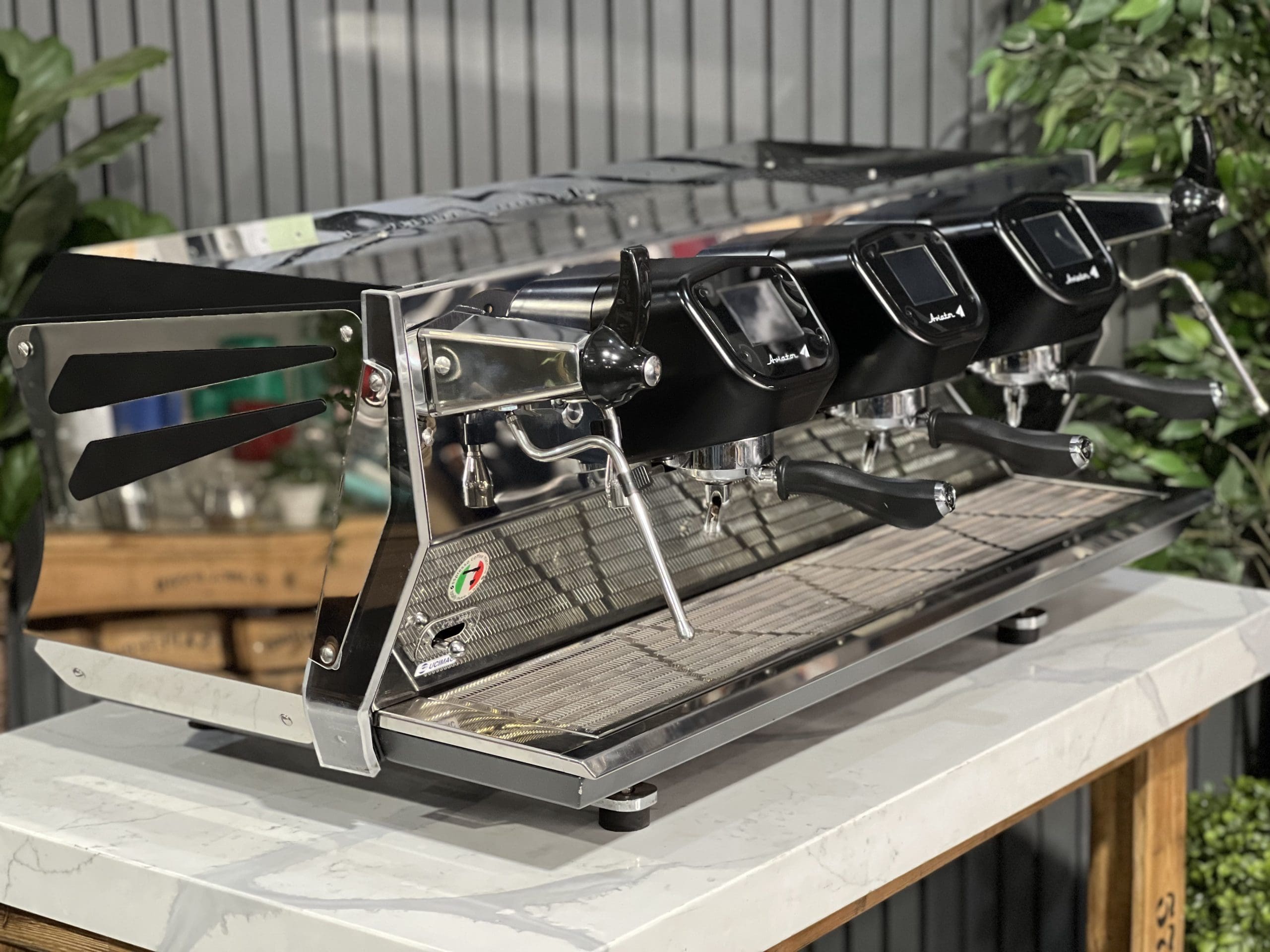 BFC Aviator 3 Group Black & Stainless Espresso Machine - Professional Commercial Coffee Maker for Cafes, Restaurants, and Coffee Shops